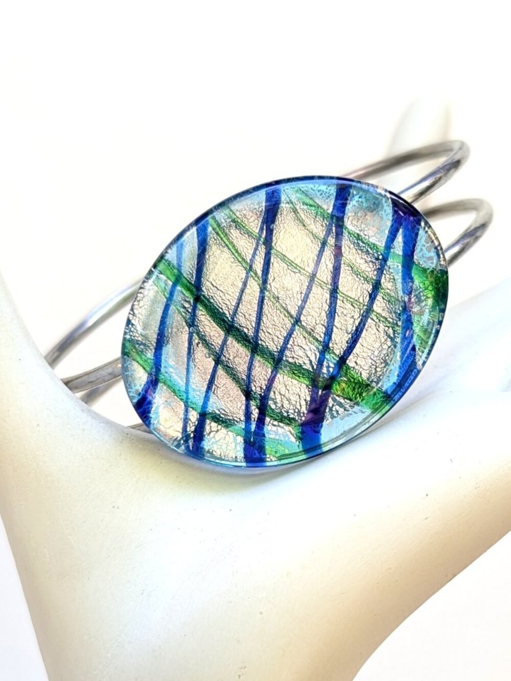 Arty glass clamper bracelet